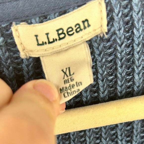 NEW LL Bean Sweater Men XL‎ V Neck 100% Cotton Long Sleeves Classic Navy Blue - Picture 7 of 7